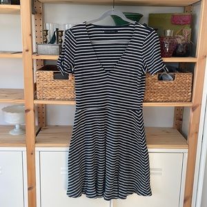 Striped Knit Dress w/ Tie Sleeves